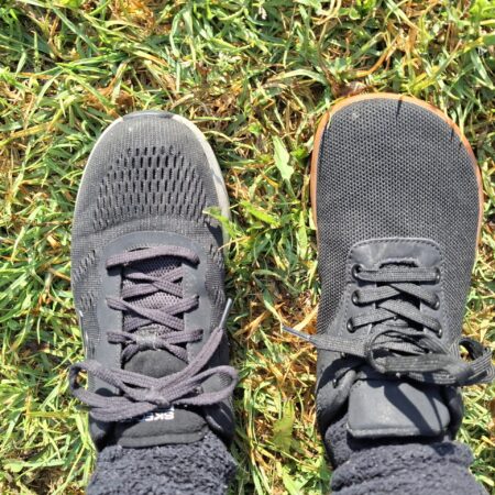 comparación con una zapatilla tradicional